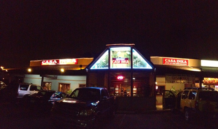 Casa Inka's facade stands out in an otherwise ordinary strip mall.