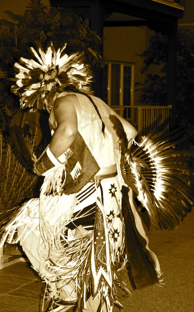 A FIrst Nation dancer greeted us at Spirit Ridge Resort.