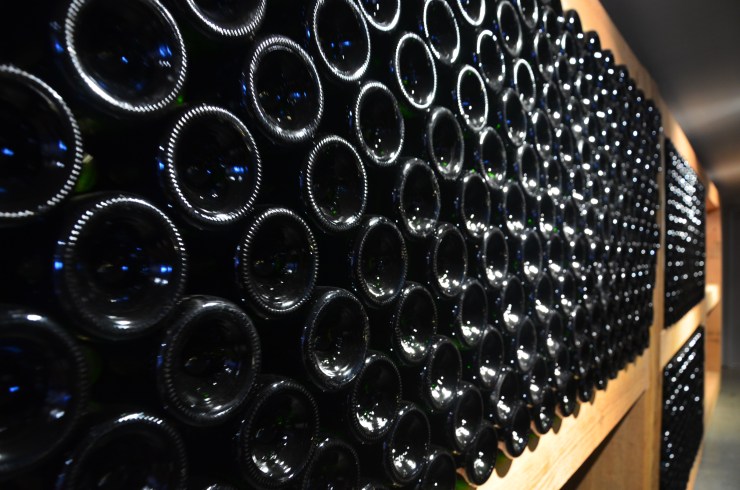 Wall of Vino at Road 13 Winery.