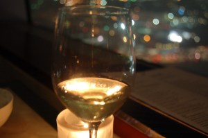 A toast 24 floors above L.A.'s 110 Freeway, two miles south of where Vignes planted his first vines.